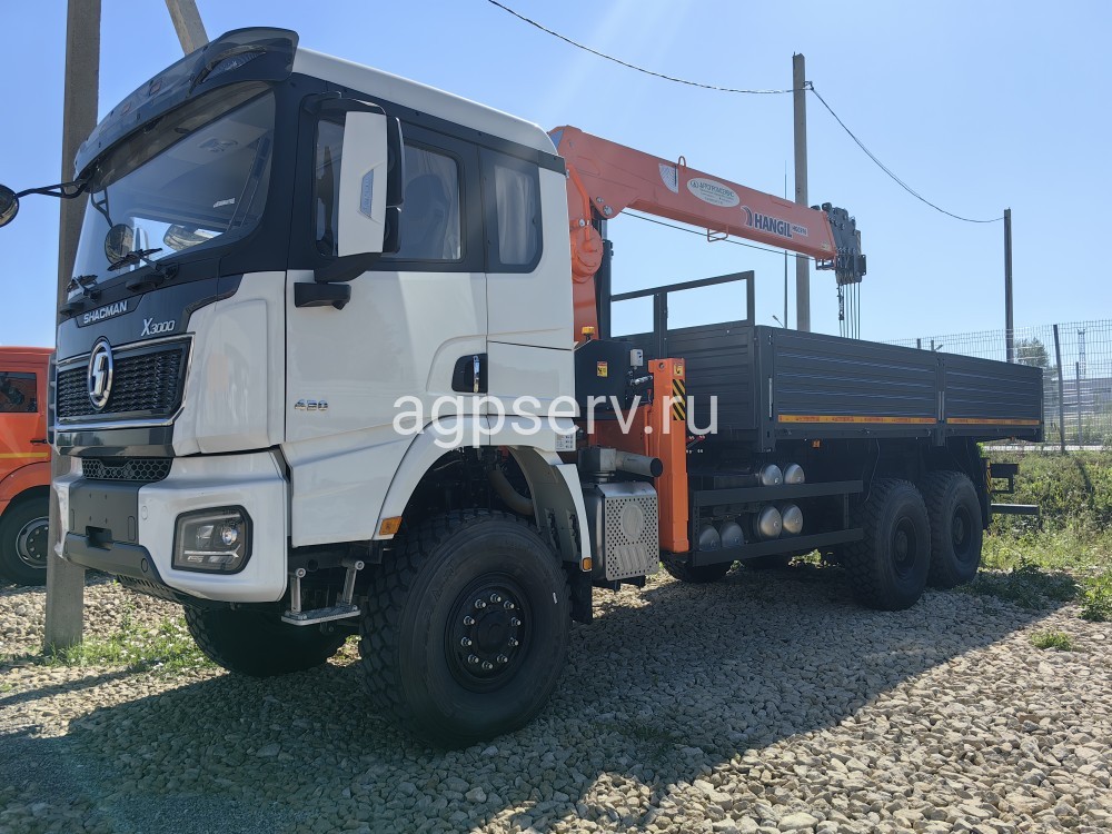 Автомобиль бортовой 6х6 на шасси SHACMAN  с КМУ HANGIL 976 (односкатная ошиновка)
